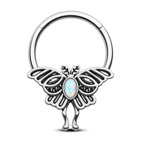 Oufer 16G Moon Phase Moth Hinged Segment Septum Ring