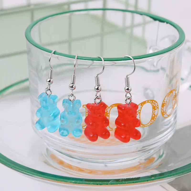 "Wholesale Dangle Earrings with Gummy Bear Pendant for Women, Teens, and Girls - Minimalist Statement Drop Earrings"