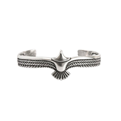 "Two-Tone Viking Eagle Cuff Bracelet with Wings Bangle - Unisex Animal Jewelry Accessory"