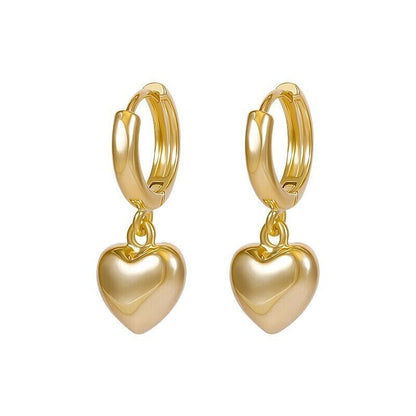 Charm Gold Heart Drop Dangle Hoop Earrings Women Girls Jewellery Gift UK