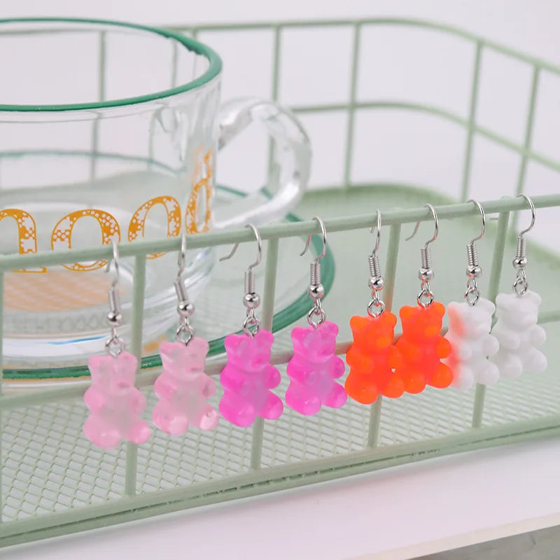 "Wholesale Dangle Earrings with Gummy Bear Pendant for Women, Teens, and Girls - Minimalist Statement Drop Earrings"