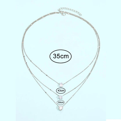 3 Pcs Gold-Color Simple Multilayered Pendant Necklace for Girls Women Star Heart Shaped Pendant Necklace Jewelry for Birthday Gi