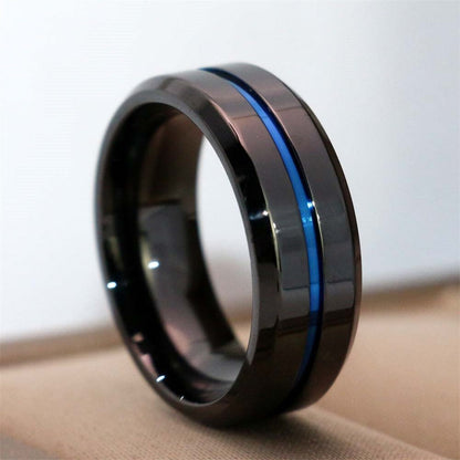 Stainless Steel Couples Blue Rhinestone Rings Set - Elegant Fashion Jewelry for Gift Giving