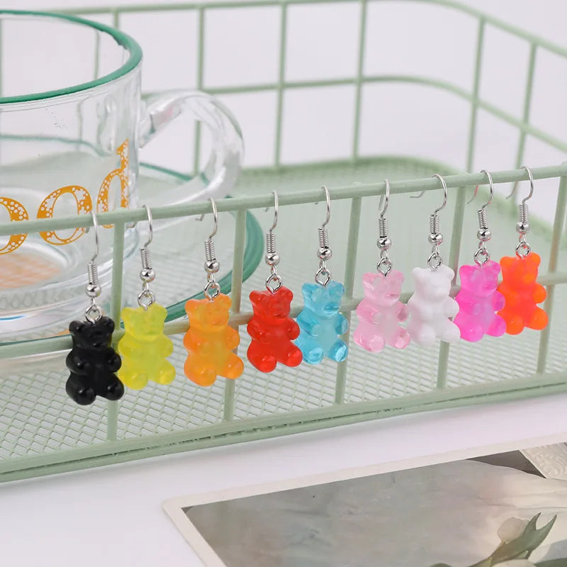 "Wholesale Dangle Earrings with Gummy Bear Pendant for Women, Teens, and Girls - Minimalist Statement Drop Earrings"