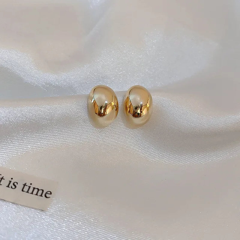 chunky-dome-drop-earrings-vintage-gold-plated-stainless-steel-teardrop-hoops