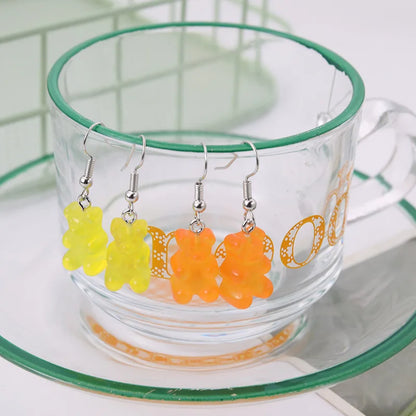 "Wholesale Dangle Earrings with Gummy Bear Pendant for Women, Teens, and Girls - Minimalist Statement Drop Earrings"