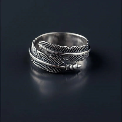 "Women's 925 Sterling Silver Thai Silver Feather Arrow Open Ring - 2018 Collection"